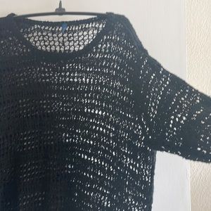 Black Falls Creek Crochet Tunic sweater mesh open knit